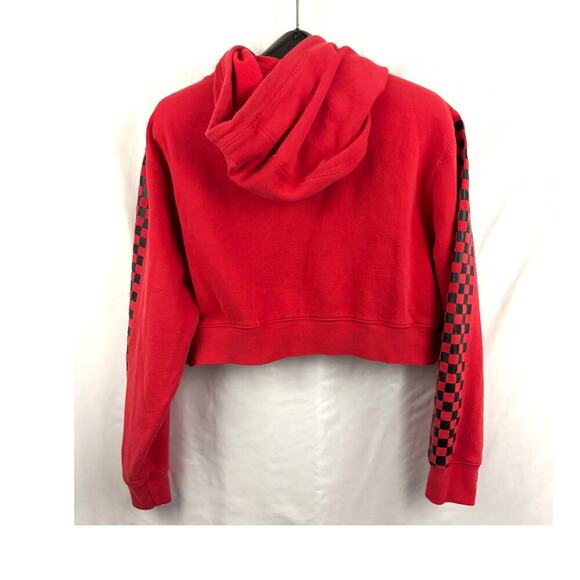 Forever 21 Red Checkered Sleeve Crop Top MEDIUM Womens Juniors Emo - Picture 2 of 9